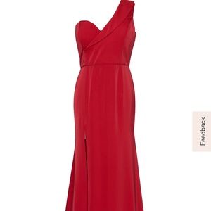 Max Duggal RED ONE SHOULDER GOWN, NWT, size 14